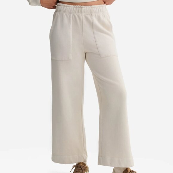 MATE the Label Organic Fleece Wide Leg Pants in Beige - Picture 1 of 1